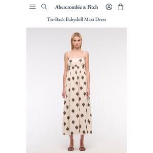 Abercrombie & Fitch Women’s Tie-Back Babydoll Maxi Dress Vanilla Pattern Small